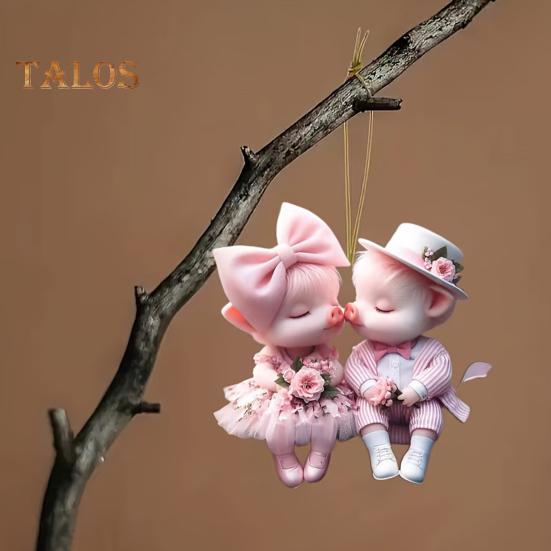 Karikatür Domuz Kolye Askılı Dekorasyon Askılı Kolay Asılabilen Noel Askılı Süsler Akrilik Süslemeler