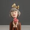 Resin Modern Girl Figurine Table Desk People Dried Flower Vase Home Decor Vivid Ornaments for