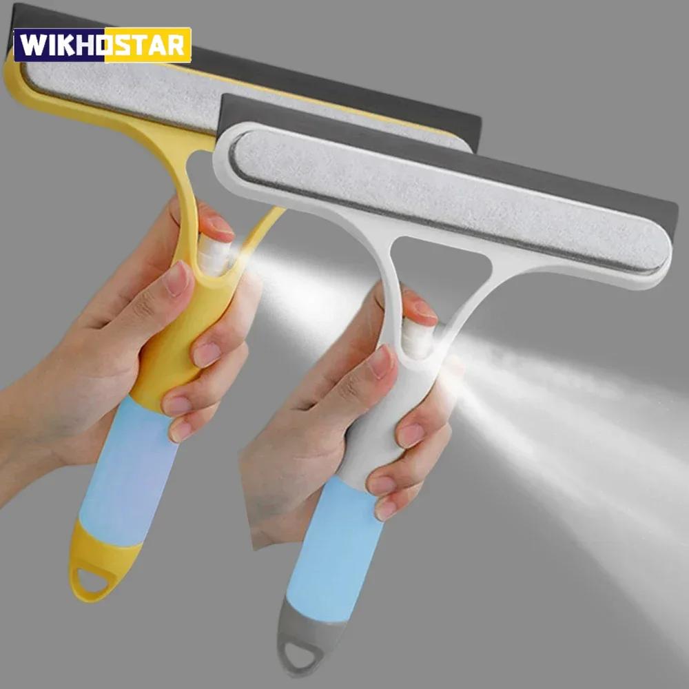 3 in 1 Window Cleaning Squeegee Multi Function Glass Mirror Wiper with Spray Bottle Microfiber Scrub Household Car Cleaner Tools