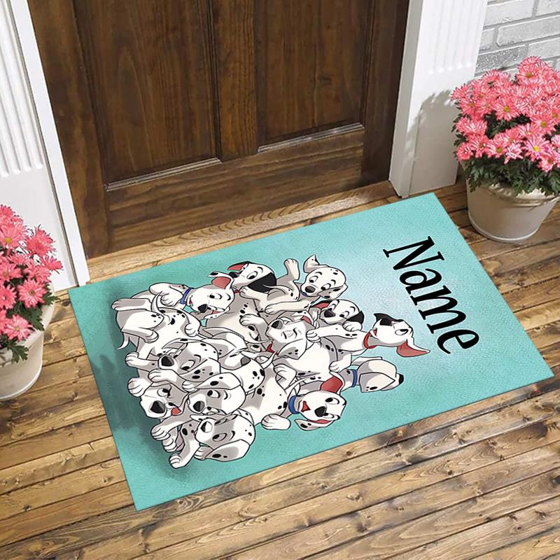 Personalized Name Dalmatian Pile Living Room Non-Slip Area Rug Soft Carpet for Bedroom Kids Playroom Sofa Office Home Decor Doormat