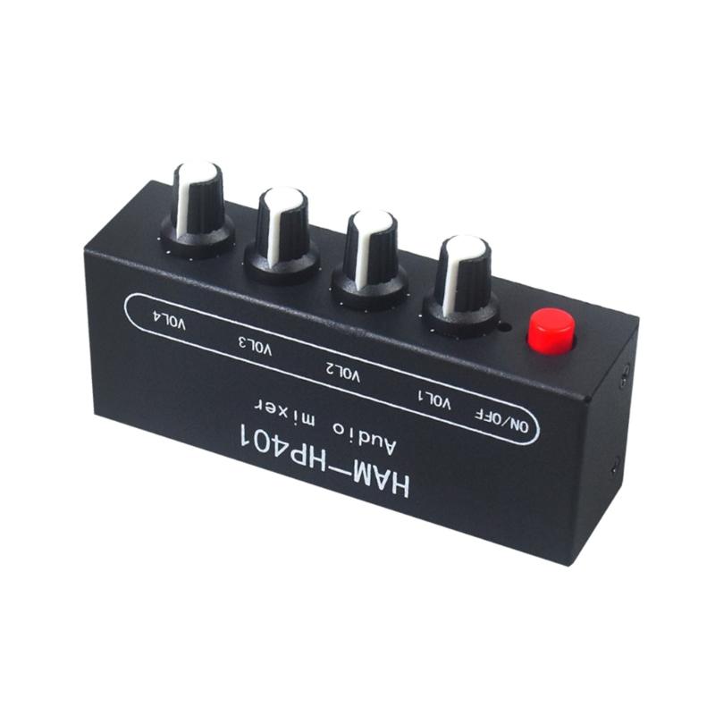 HP401 Stereo Auditory Mixer Distributor Signal Selector 4 Input 1 Output 3.5MM Individually Control Headphones Amplifier