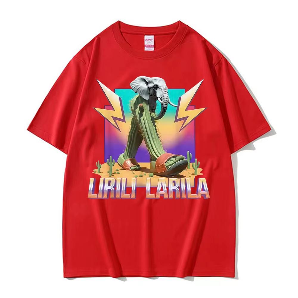 Rolig Lirili Larila T-shirt Herr Sommar Svettabsorberande Andningsbar Topp Bomull Rundhals Kortärmad Mode Herrkläder