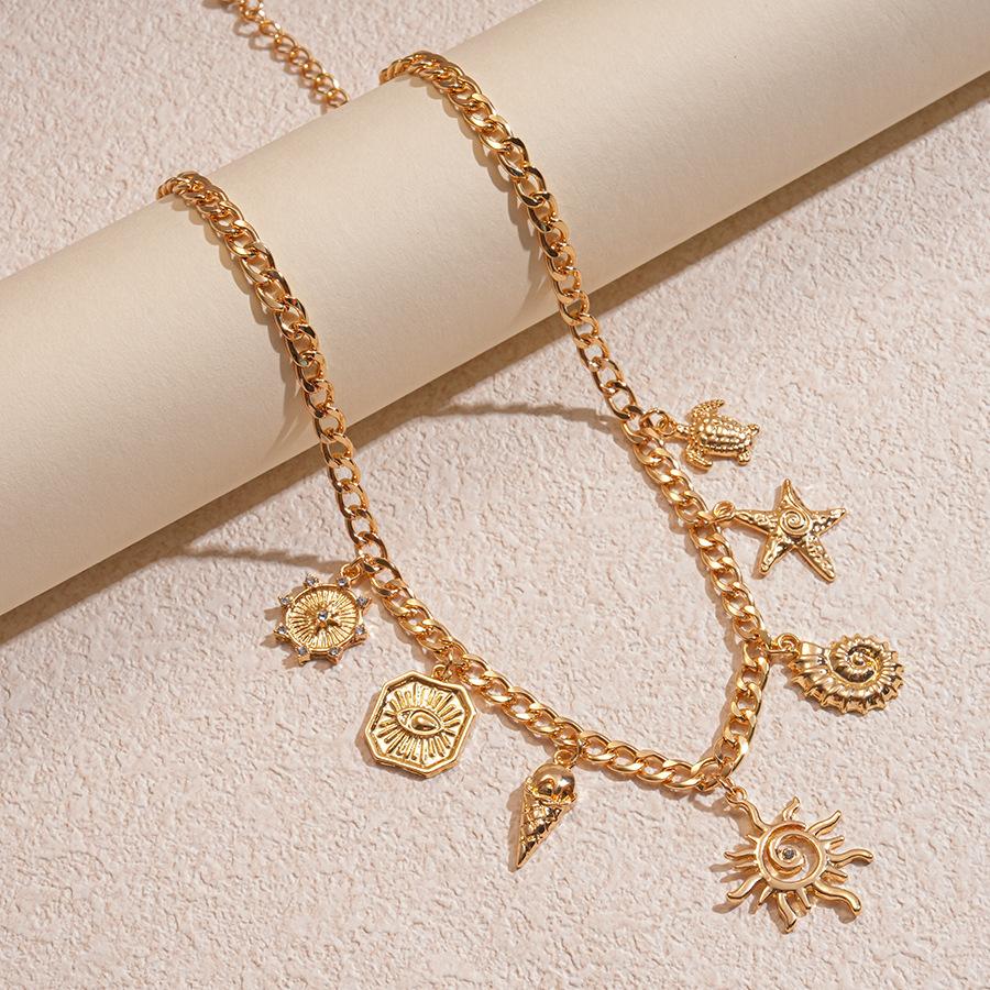 

Европейское и американское круглое ожерелье с ракушкой и морской звездой, уникальный темперамент, модное, высококлассное, 2025, для пляжного отдыха, для девушки, с цирконами, подарки