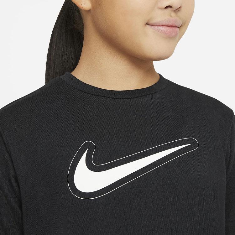 Nike Dri-Fit Trophy Logo Printed Crew Neck T-Shirt Kids Tops Black DA1096-010