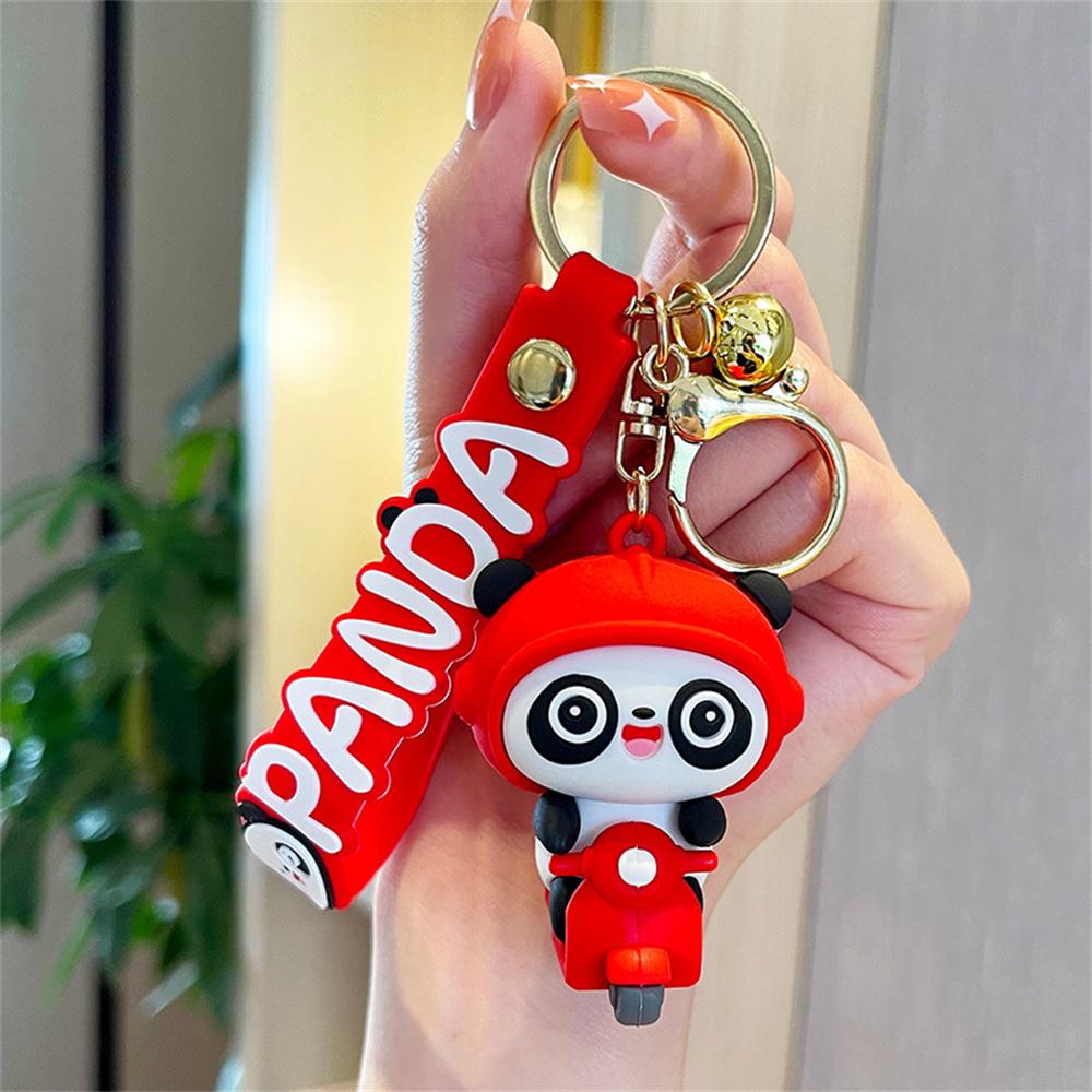 

1pcs New Cute Panda Cartoon Couple Car Keychain Pendant Bag Cell Phone Pendant Creative Gift Red Blue червоний