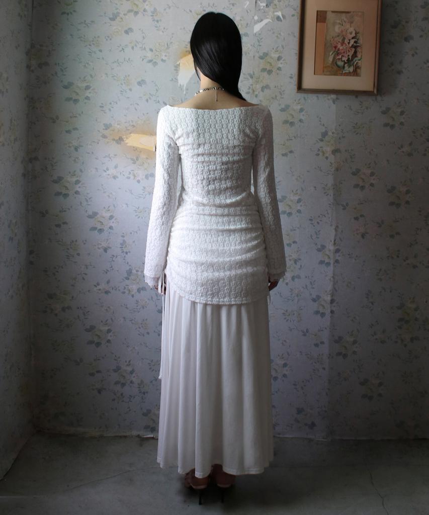 Rubati Alina Antique Lace Shirred Maxi Skirt_Ivory