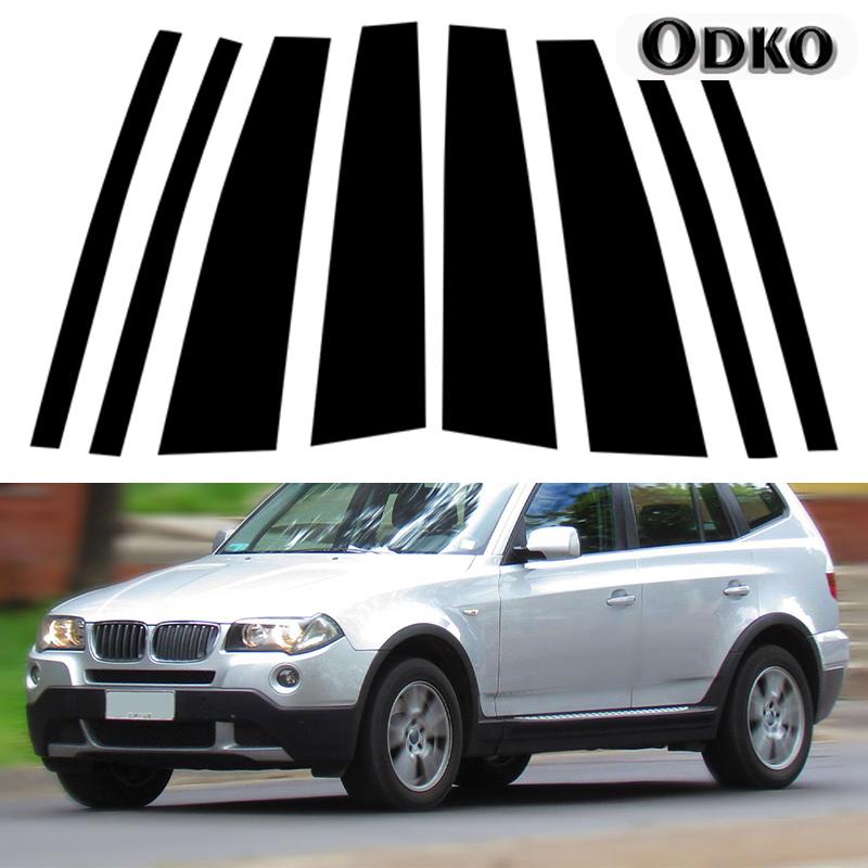 8pcs Car Pillar Posts For BMW X3 E83 2004-2005 2006 2007 2008 2009 2010 Door Window Trim Cover BC Column Stickers Decoration