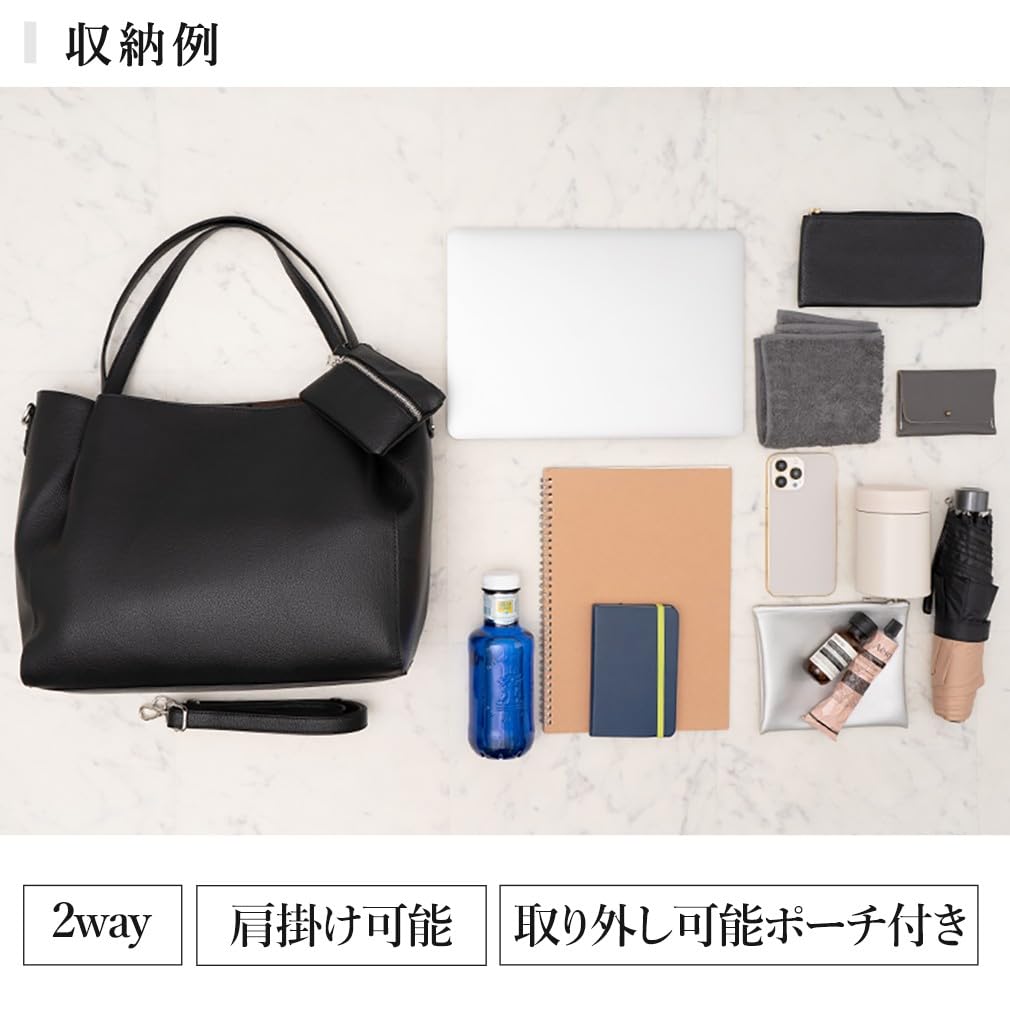 VITAFELICE Women's A4 Tote Bag with Mini Case, Sib-80038p (Black)