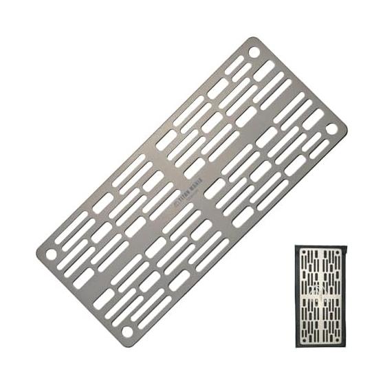 TITAN MANIA Grill Plate, Grid, S, Made of Titanium, Ultra Light, Very Light, Square, Sturdy, 25cm Iron Plate, Camping, Solo Camping, BBQ, Outdoor