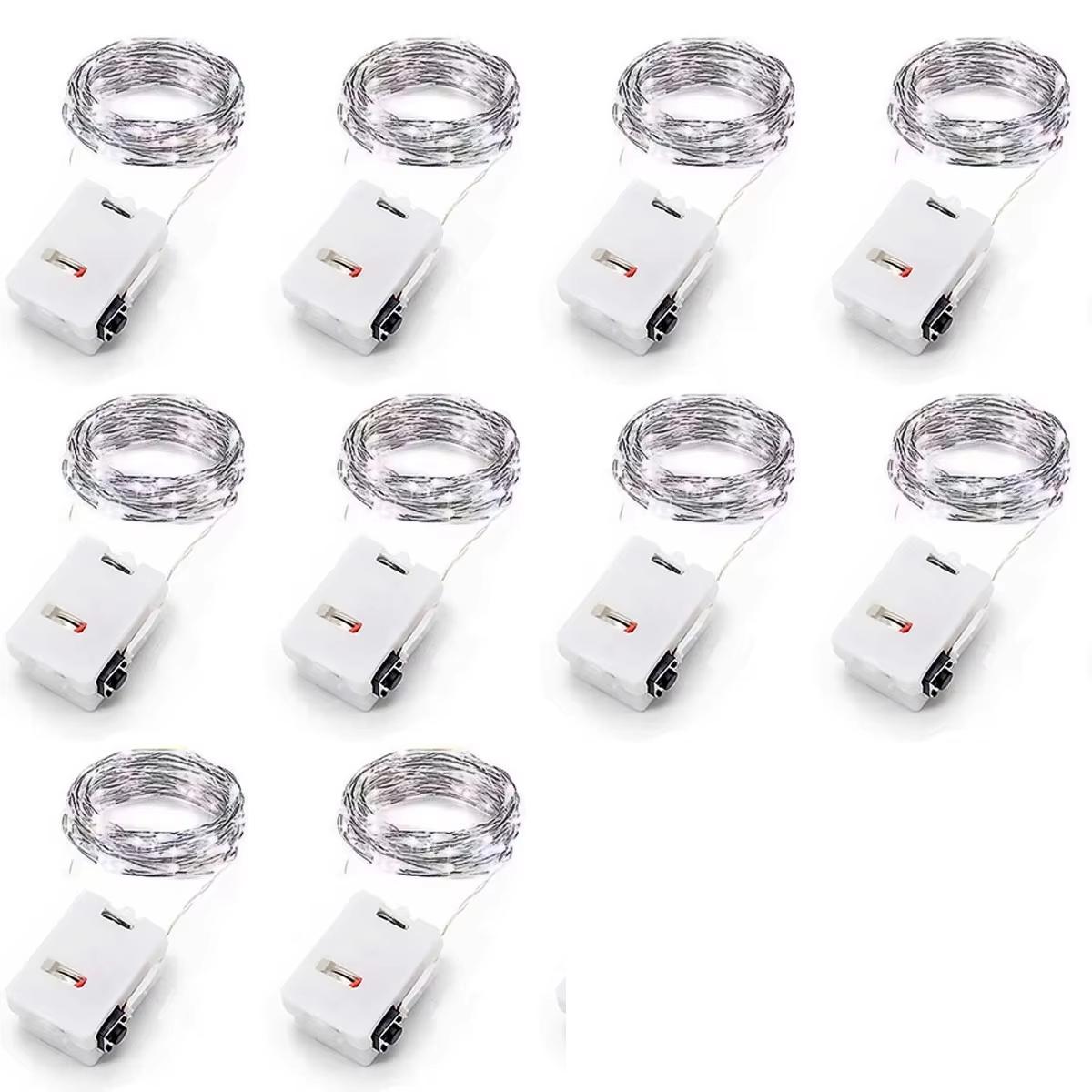 

3/2/1m 10PCS Wholesale LED String Lights Copper Silver Wire Garland Light Fairy Lights Party Room Decoration Christmas Wedding 1M 10LEDs&10PCS белый