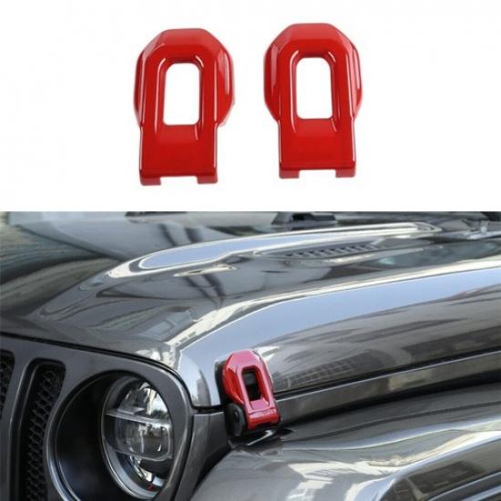 Hood Latch Cover Protector Trim 2* For Jeep Wrangler JL JLU JT 2018+ Bright Red