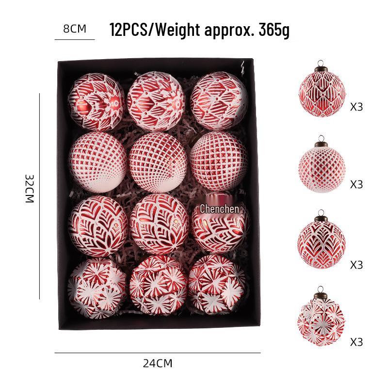 Retro 8cm Christmas Ball Set: 12 Decorative Ornaments for Festive Scenes and Tree Decoration