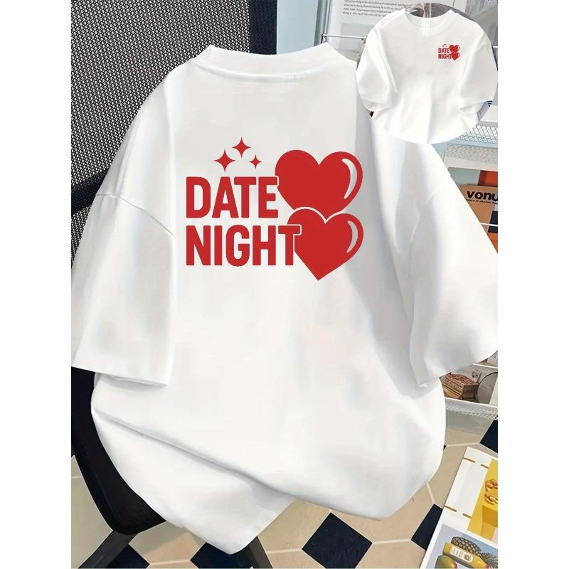 

Футболка с принтом Вечер для свиданий, Романтический вечер , с коротким рукавом, с круглым вырезом, повседневный топ для лета, весны, Женская одежда S белый