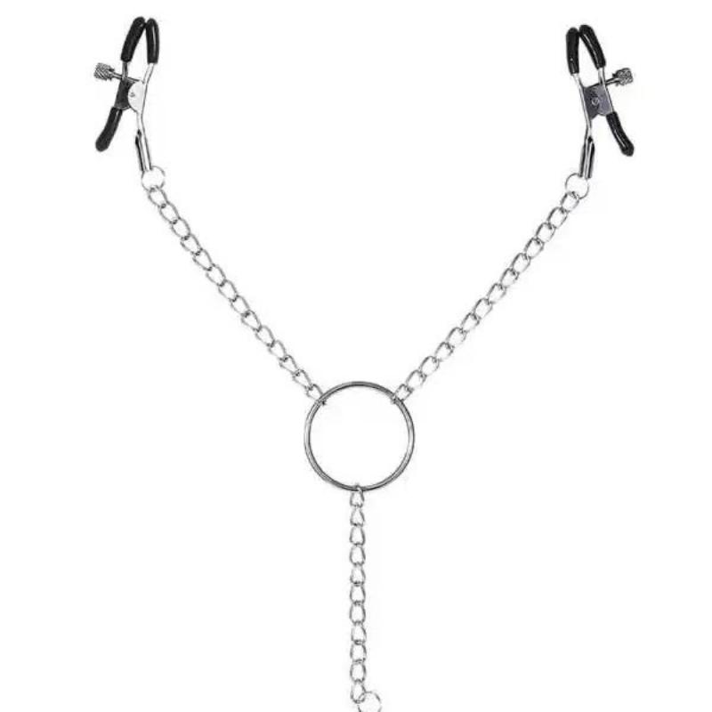 Adjustable Chain Metal Nipple Clamps Clips for Adult Women Cosplay Fantasy Soft Rubber Tips Non Slip Couples Intimate Toy
