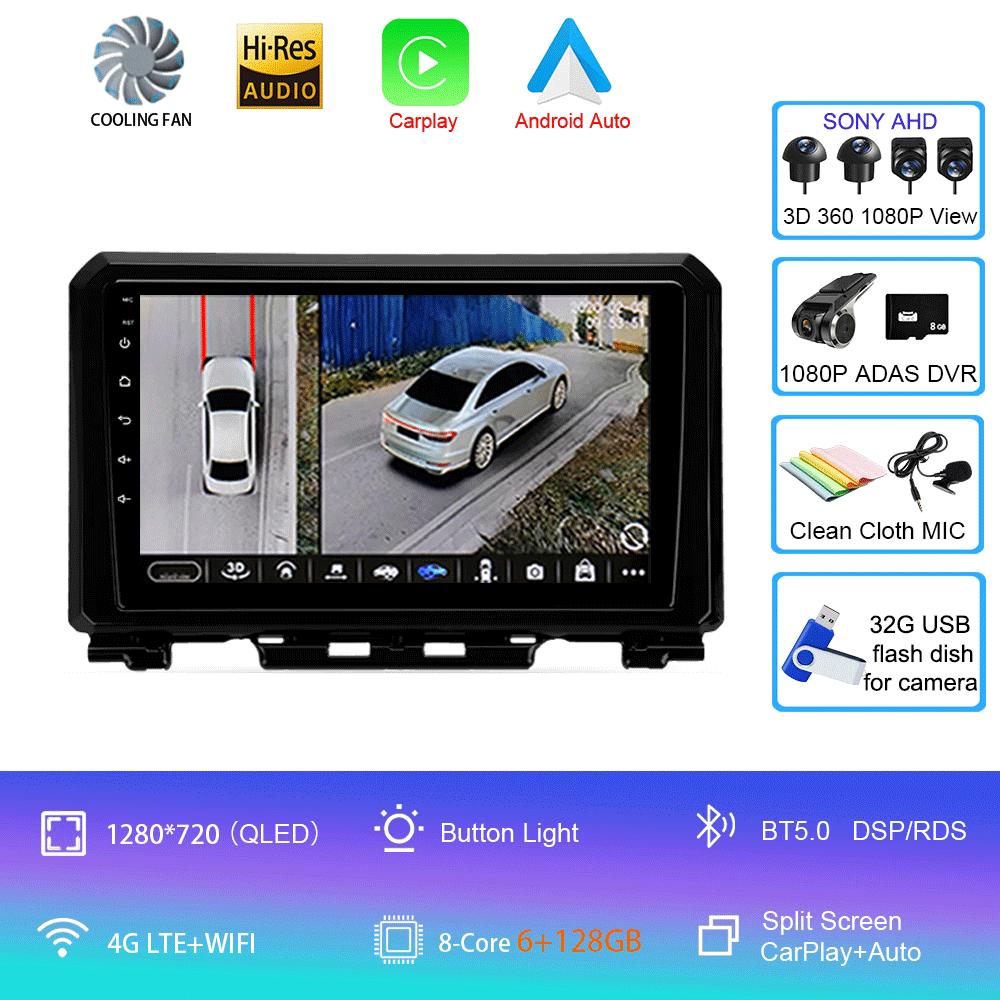 Car Radio Android 14 Carplay Auto For Suzuki Jimny 2018 2019 2020 Multimedia Video Player GPS Navigation DSP 2Din DVD Stereo 4G