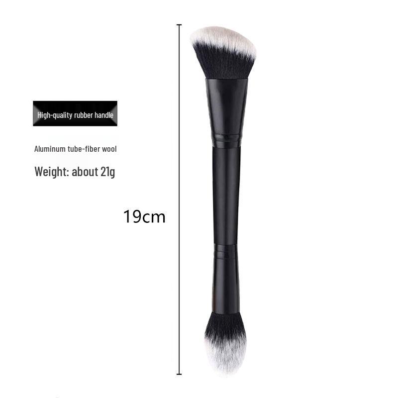 Dual-Ended Soft Bristle Foundation & Blush Brush for Contouring and Nose Shadow Makeup.
