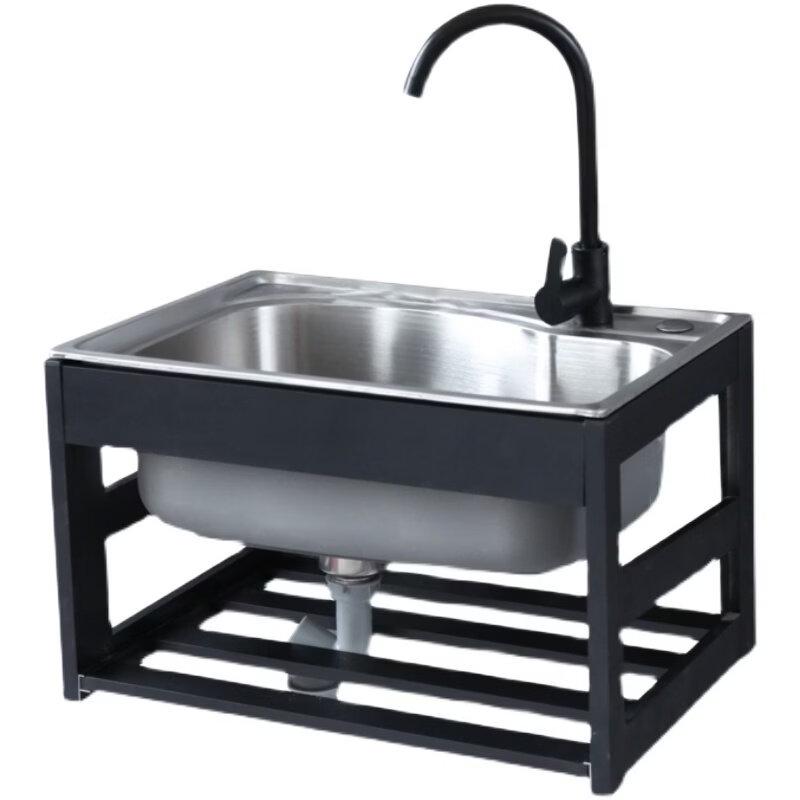 304 Stainless Steel Wall-Mounted Single Basin Sink with Faucet