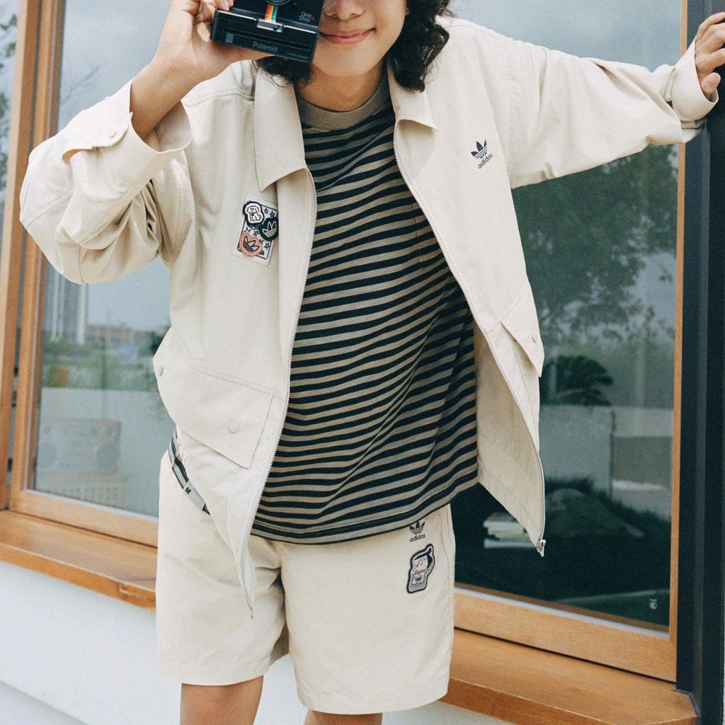 Adidas Originals X Changchangxiong Collaboration Nagaba Sportswear Ss23 Flap Pocket Logo Zipper Collar Jacket Men Jacket Beige IS0643
