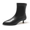 Hot Selling French Leather Boot 2025 Autumn New Women's Fashion Single Boots Pointed Toe, Thin Heel Mid Heel, Sleeve Short Boots