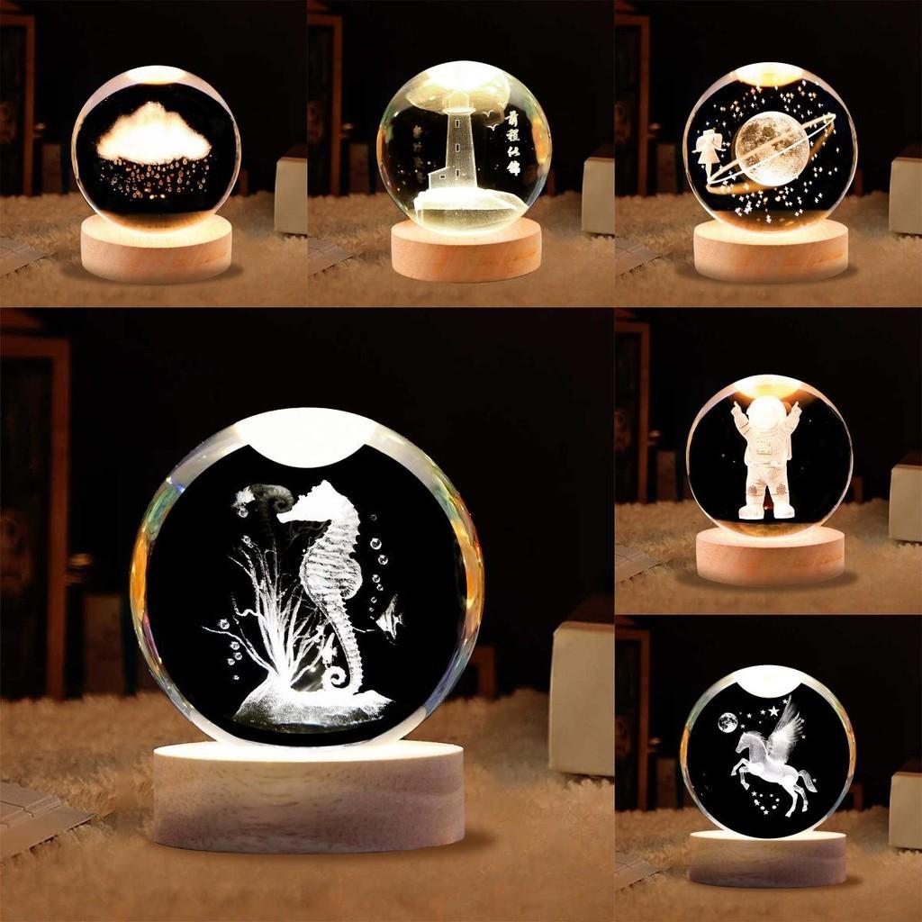 Crystal Ball Night Light With Deer Glass Material Resin Craft Gift Unique Novelty