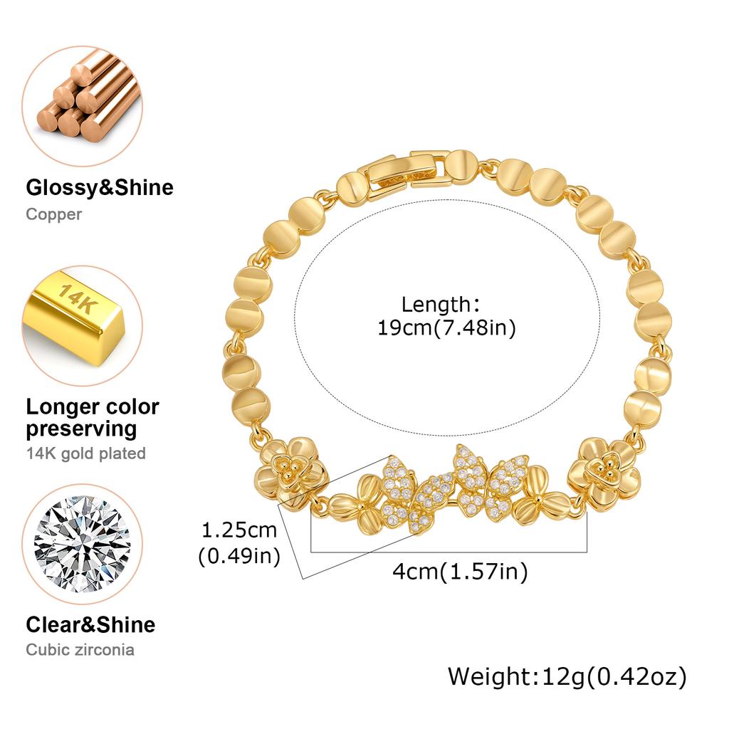 Dainty Shiny Cubic Zircon Butterfly Bracelet, Endless Love Infinity Symbol Charm Wristband Bracelets for Women Jewelry Wedding