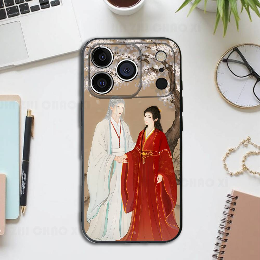 Drama XiaoYao Black Phone Case For IPhone 17 16 15 14 13 12 13 12 11 Pro Max Plus XS XR Silicone Soft Back Cover