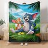 1pc Tom and Jerry Flannel Blanket Soft Warm Throw for Home, Office, Travel, All-Season Cozy Bedding Gift L1419
