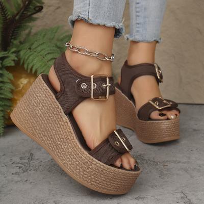 Summer Women's High Heel Shoes Casual Platform Wedge Heel Sandals Women's Fashion Open Toe Rome Mujer