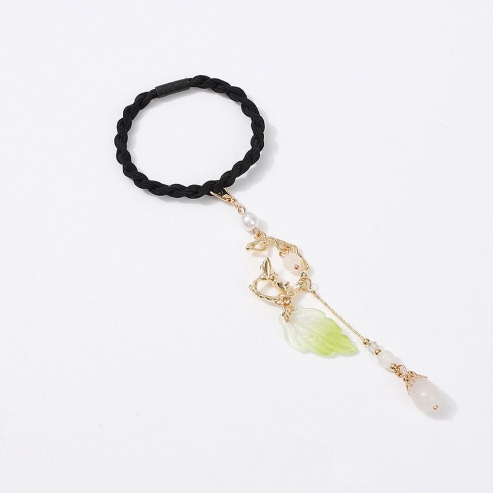 Tassel Hanfu Tassel Headwear Leaf Weave Hair Rope Exquisite Chinese Style Rubber Band Hair Band