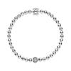 Pandora Pave Beaded Diy Plain Chain 925 Silver Cubic Zirconia Bracelet Women's Style Silver 17 Mirror Jewelry Box