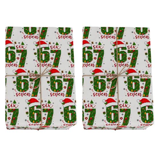 67 Christmas Wrapping Paper Funny 6 7 Meme Holiday Gift Wrap Santa Six Seven Festive Wrapping Paper for Teens Christmas Gift DIY Crafts