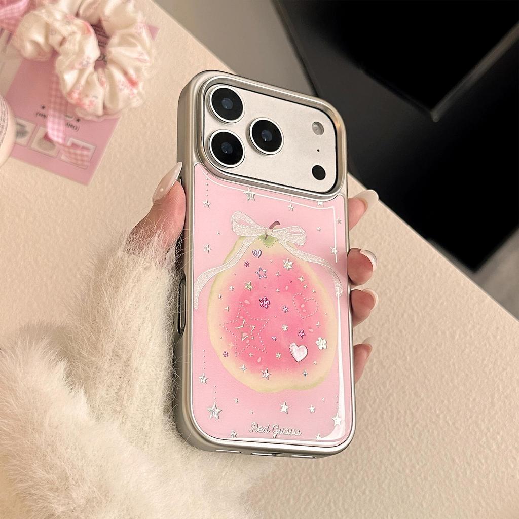 Creative Colored Diamond Pink Guava Phone Case for iPhone 16, iPhone 17, iPhone 17 Pro Max
