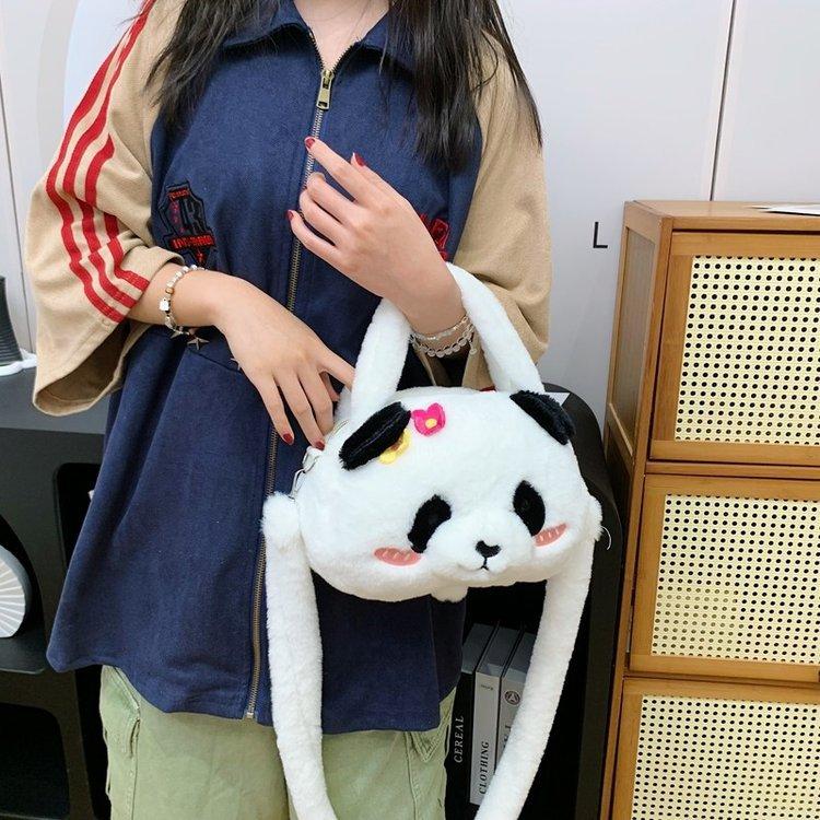 New Panda Plush Doll Casual Backpack Personality Cute Cartoon Versatile Fashion Messenger Bag
