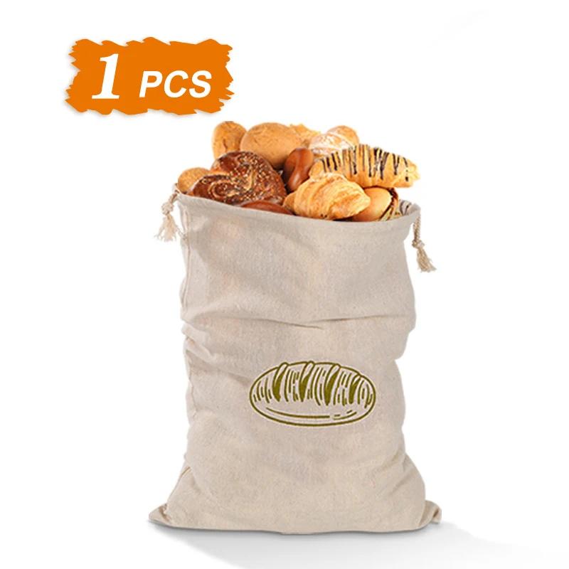 4/2/1PCS Linen Bread Bags,Reusable Drawstring Bag for Loaf, Homemade Artisan Bread Storage Bag,Linen Bread Bags for Baguette
