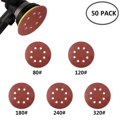8 Holes 125mm Round Shape Sanding Discs Hook Loop Paper Buffing Sheet Sandpaper Sander Polishing Pad Tools Sandpaper 50x