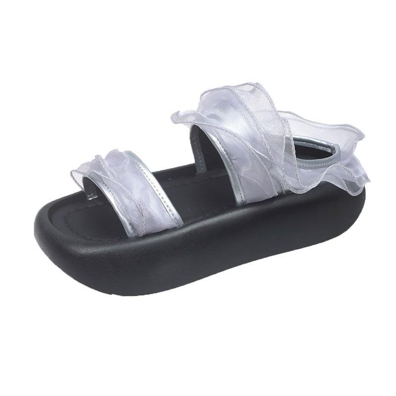 Internet celebrity lace edge muffin platform slippers women's summer wear 2025 new beautiful skirt one-word drag