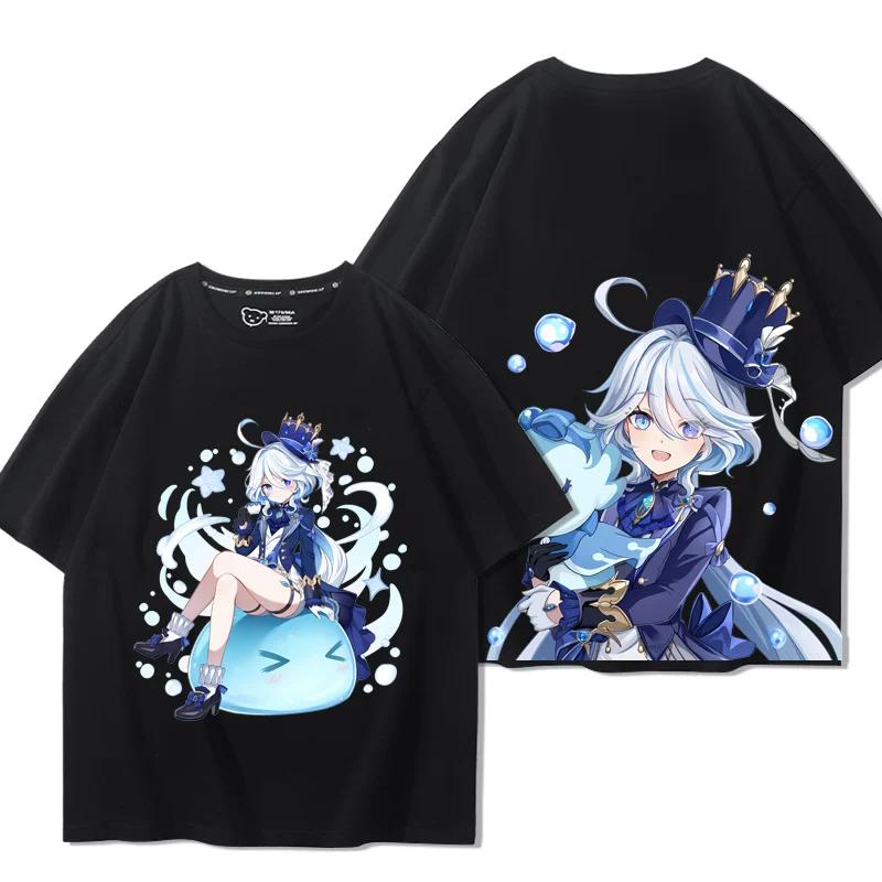 Popolari T-shirt da Uomo Genshin Impact Furina Stampa 3D Manica Corta Magliette Moda Uomo Donna Girocollo Top Abbigliamento Estivo