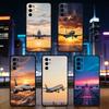 Sky Airplane Phone Case For Samsung S25,S24,S21,S22,S23,S30,Ultra,S20,Plus,Fe,Lite,Note,10,Black Cover