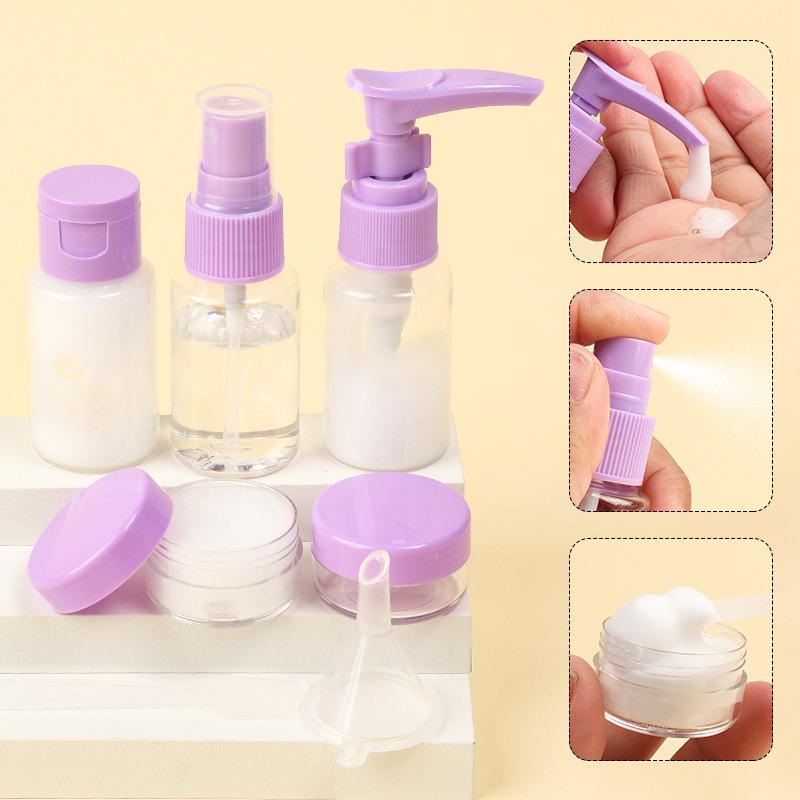 7-Piece Leak-Proof Refillable Bottle Set - Portable Spray & Lotion Containers for Travel & Business Trips