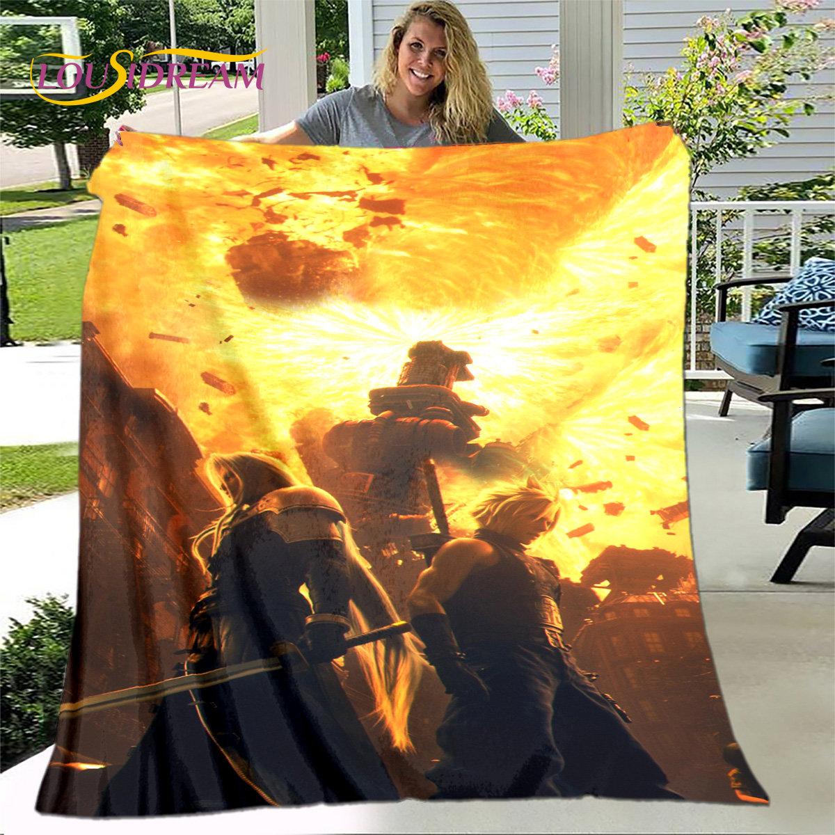 

Final Fantasy Game Gamer М яка плюшева ковдра, фланелева ковдра Плед для вітальні Спальня Ліжко Диван Покривало для пікніка Тепле для дитини 30x40in