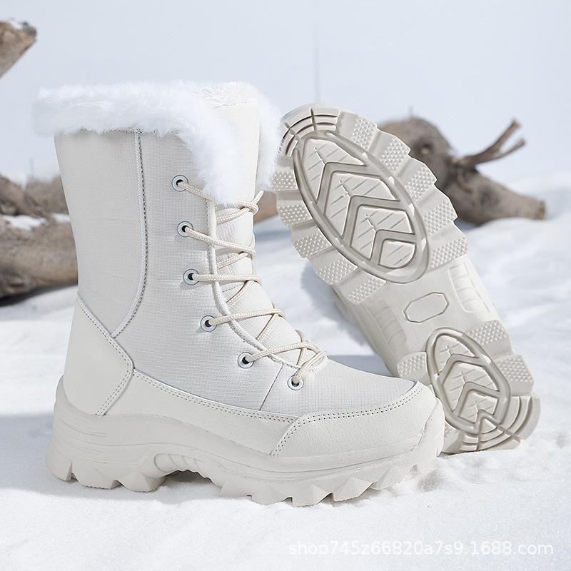 Winter velvet thickened cold-proof snow boots women's warm leggings high-top cotton shoes versatile large cotton non-slip boots