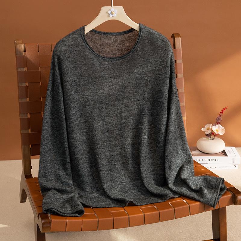 

2025 Puyuan Autumn Silk Cashmere Crew Neck Sweater for Women - Velvet Kiss Collection Medium