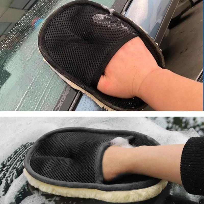 Imitation Wool Wash Gloves 2/3/5pcs - Plush Car, Thickened Wipe, Waxed Polished, Cleaning Products, Car Beauty, Wash Tools