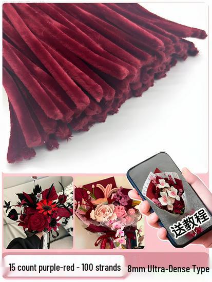 Thickened White Chenille Pipe Cleaners - Mixed Colors for DIY Bouquet Crafts