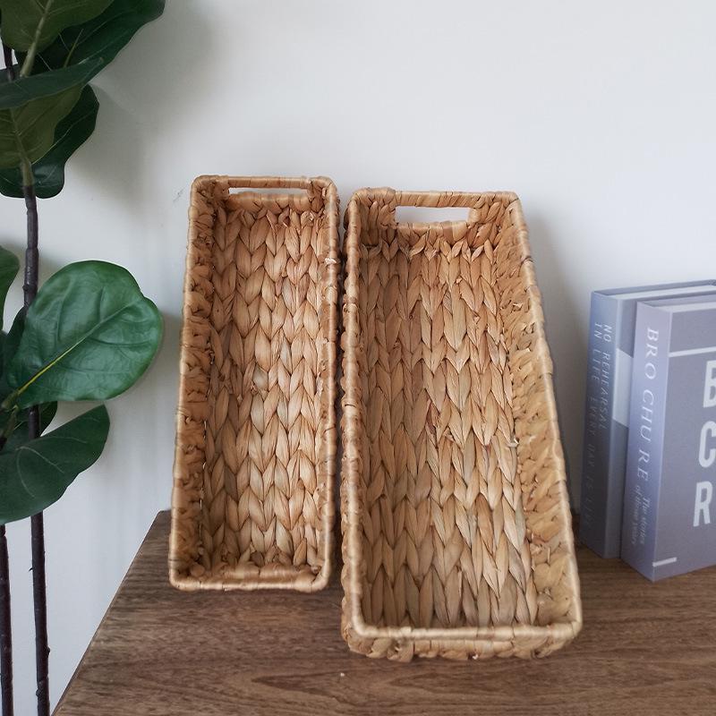 Water Hyacinth Woven Storage Basket - Magazine & Handheld Organizer