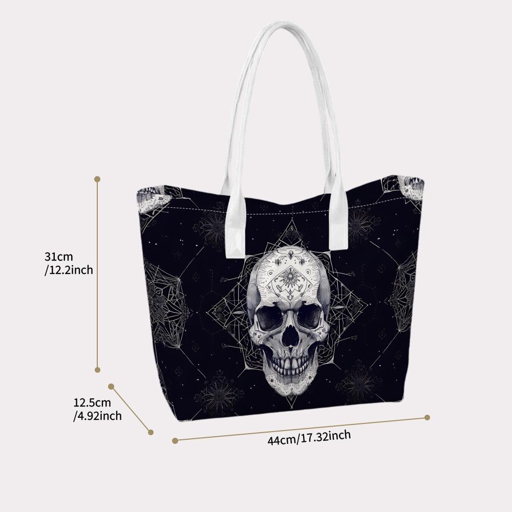 Gothic Skull Pattern Women's Tote Bag Large Capacity Daily Shoulder Handbag