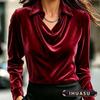 Women's Fashion POLO Neck Long Sleeve Autumn Winter Casual Blouses & Shirts Elegant