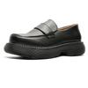Spring 2024 Round Toe Leather Slip-on Shoes with Thick Sole - British Style, Low Heel, Casual Business Fashion (Model 96599-J)