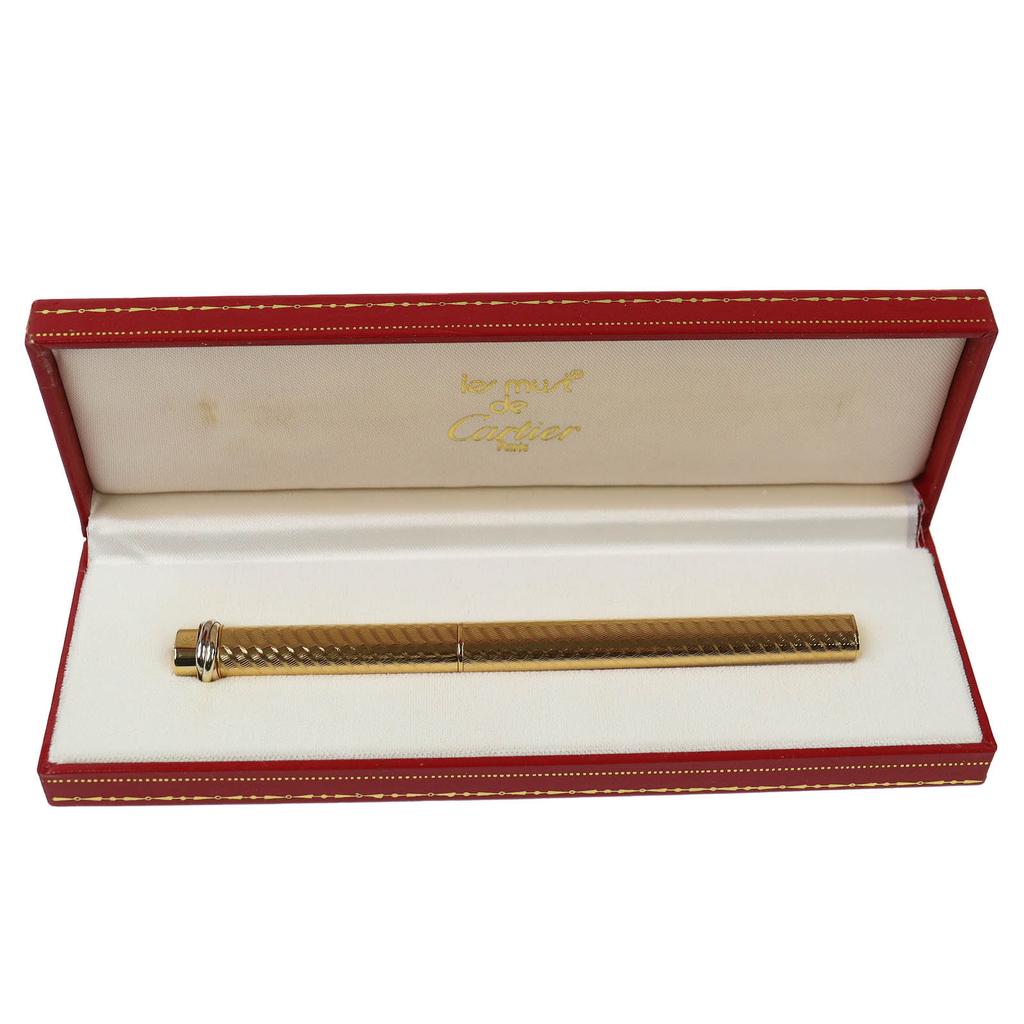 Excellent Cartier Ballpoint pen Trinity Spiral Pattern Cap Type gold mens Used