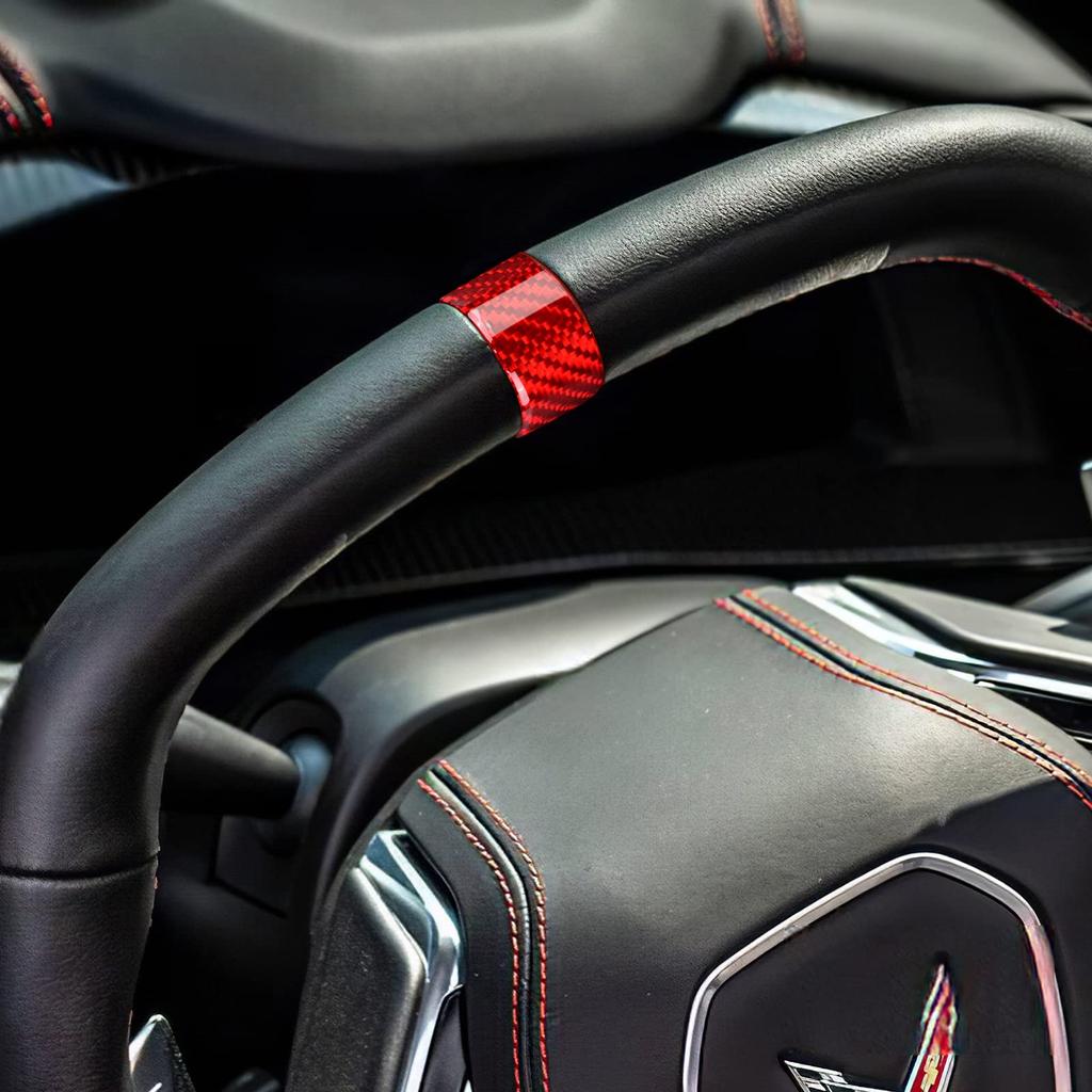 AIRSPEED Accessory Real Hard Carbon Fiber Car Steering Wheel Ring Sticker Frame for Corvette